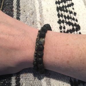 2 Pyrite Lava Stone Diffuser Bracelets